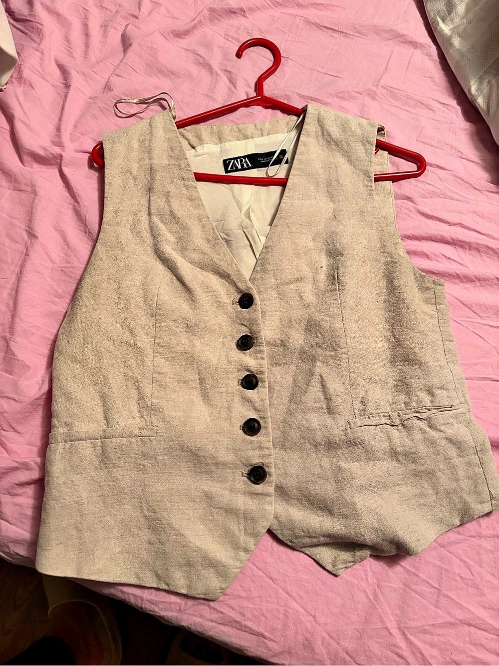 Zara Beige Button Front Vest